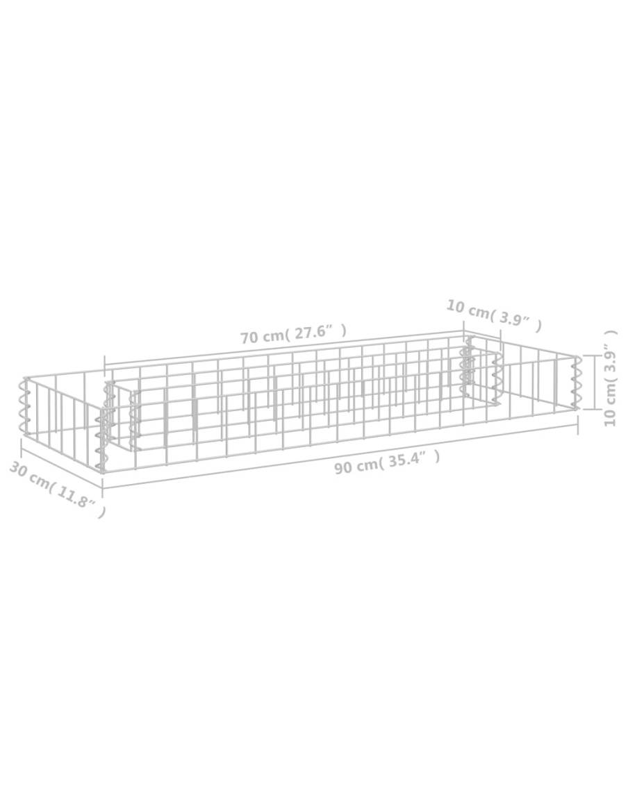 Габион повдигната леха, поцинкована стомана, 90x30x10 cм