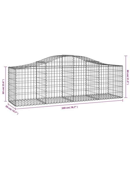 Дъговидна габионна кошница 200x50x60/80 см поцинковано желязо