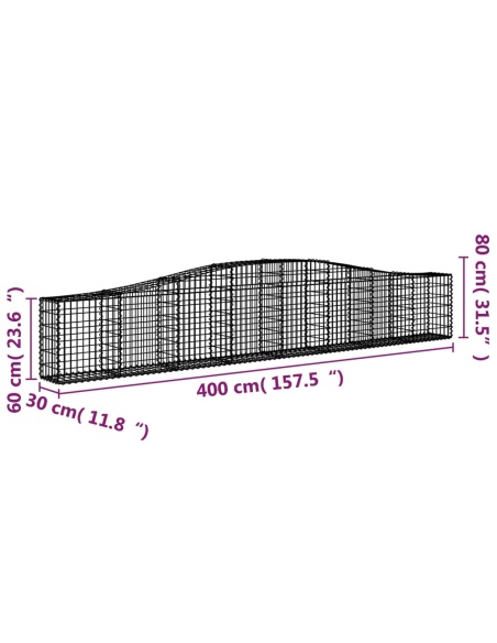 Дъговидна габионна кошница 400x30x60/80 см поцинковано желязо
