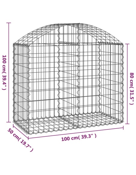 Дъговидна габионна кошница 100x50x80/100 см поцинковано желязо