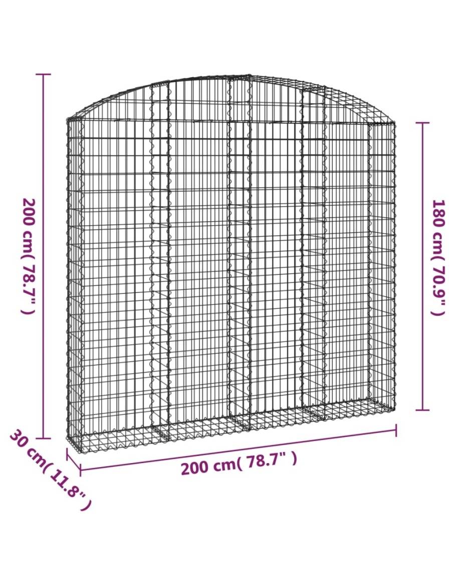 Дъговидна габионна кошница 200x30x180/200 см поцинковано желязо