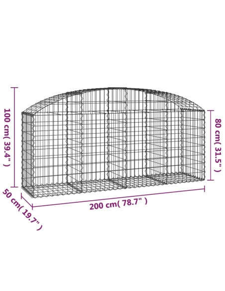 Дъговидна габионна кошница 200x50x80/100 см поцинковано желязо