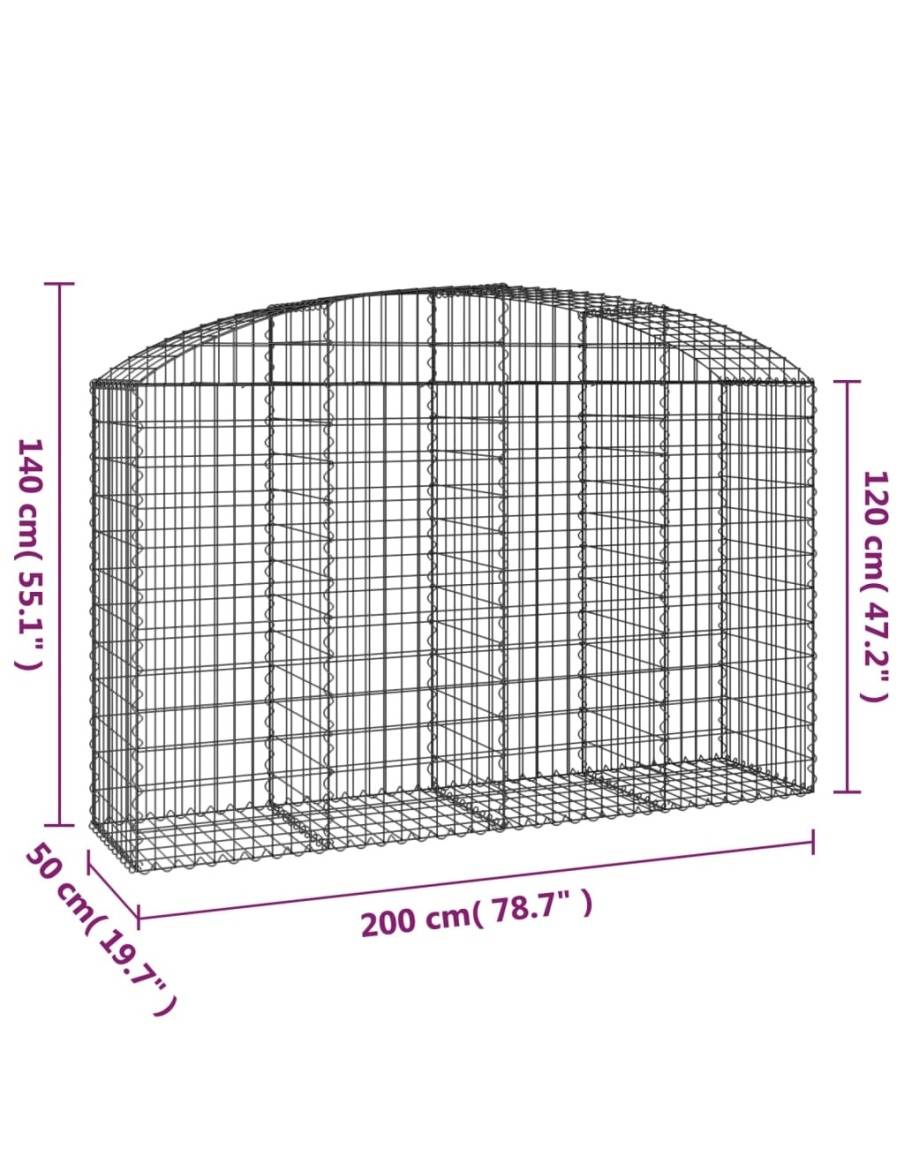 Дъговидна габионна кошница 200x50x120/140 см поцинковано желязо