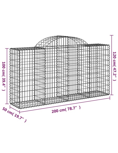 Дъговидна габионна кошница 200x50x100/120 см поцинковано желязо