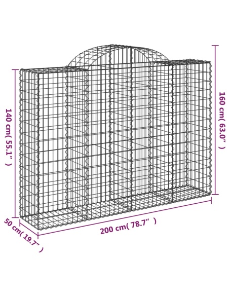Дъговидна габионна кошница 200x50x140/160 см поцинковано желязо
