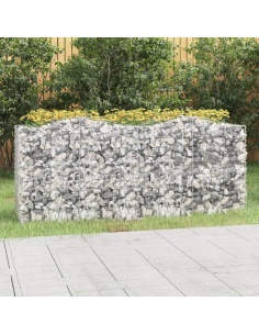 Извит габион повдигната леха 200x50x100 см поцинковано желязо