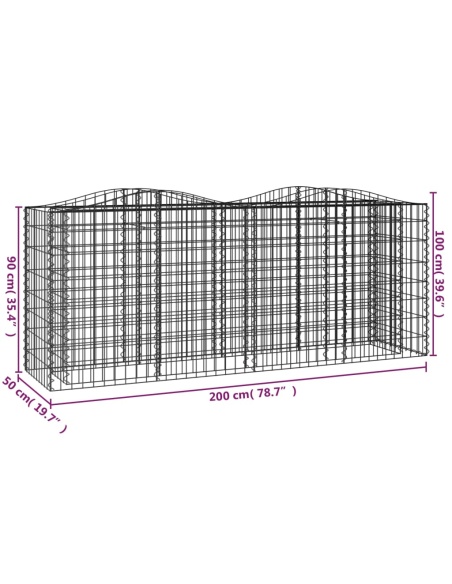 Извит габион повдигната леха 200x50x100 см поцинковано желязо