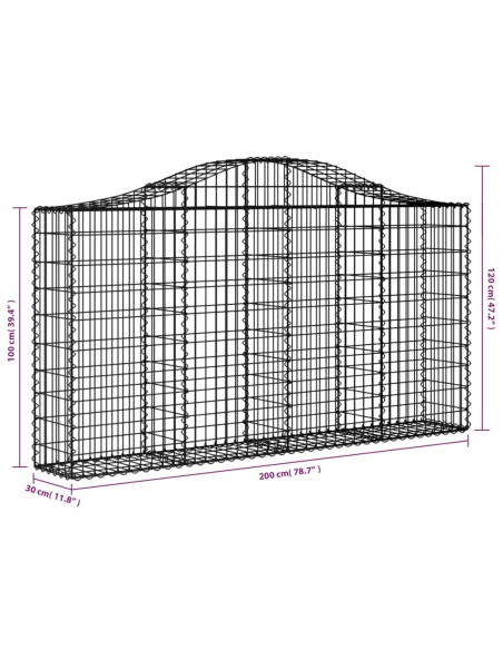 Дъговидна габионна кошница 200x30x100/120 см поцинковано желязо