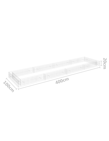 Габион повдигната леха, поцинкована стомана, 400x100x20 cм