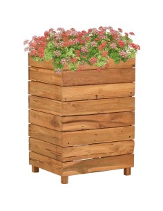 Повдигната леха 50x40x72 см рециклирано тиково дърво и стомана