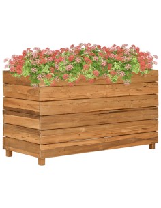 Повдигната леха 100x40x55 см рециклирано тиково дърво и стомана