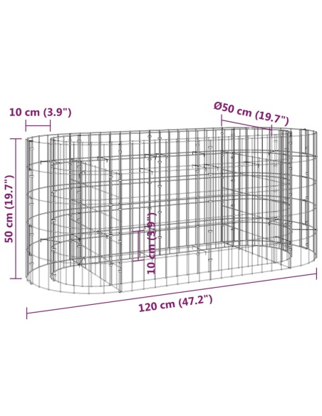 Габион повдигната леха, поцинковано желязо, 120x50x50 cм
