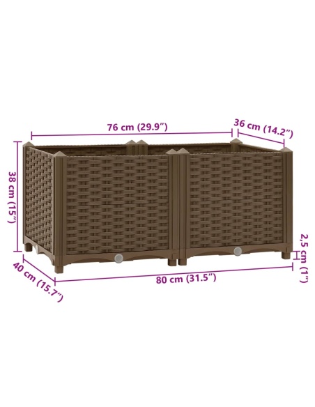 Повдигната леха, 80x40x38 см, полипропилен