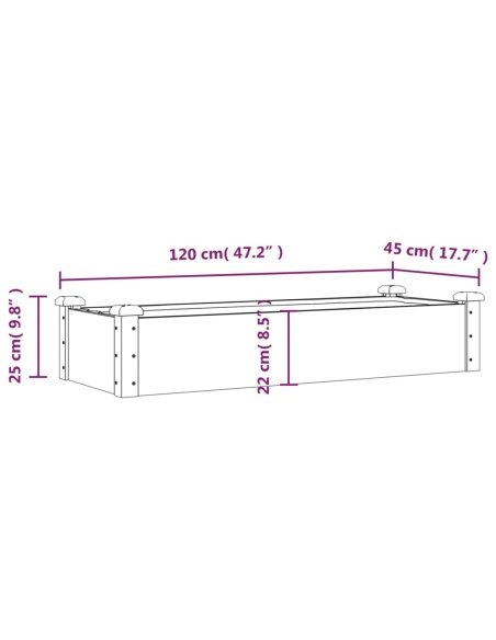 Градинска повдигната леха с вложка сива 120x45x25 см ела масив