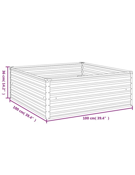 Градинска повдигната леха 100x100x36 см кортенова стомана