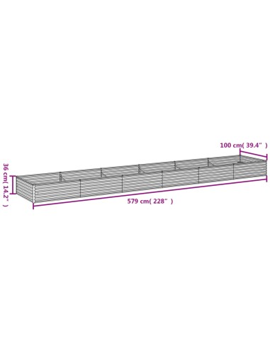 Градинска повдигната леха 579x100x36 см кортенова стомана