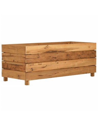 Повдигната леха 100x40x38 см рециклирано тиково дърво и стомана
