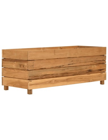 Повдигната леха 100x40x38 см рециклирано тиково дърво и стомана