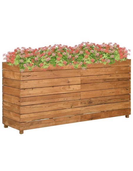 Повдигната леха 150x40x72 см рециклирано тиково дърво и стомана