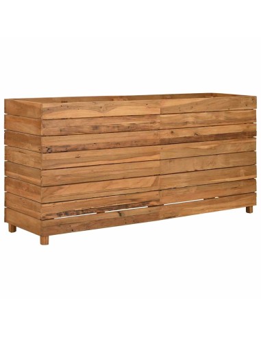 Повдигната леха 150x40x72 см рециклирано тиково дърво и стомана