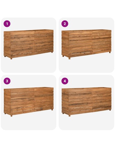 Повдигната леха 150x40x72 см рециклирано тиково дърво и стомана