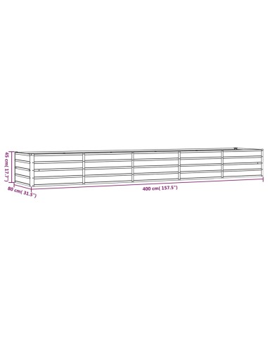 Градинска повдигната леха ръждив 400x80x45 см кортенова стомана