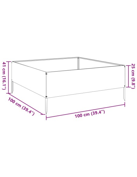 Градинска повдигната леха 100x100x25 см неръждаема стомана