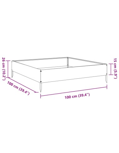 Градинска повдигната леха 100x100x26 см неръждаема стомана