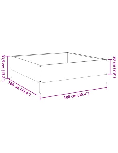 Градинска повдигната леха 100x100x33,5 см неръждаема стомана