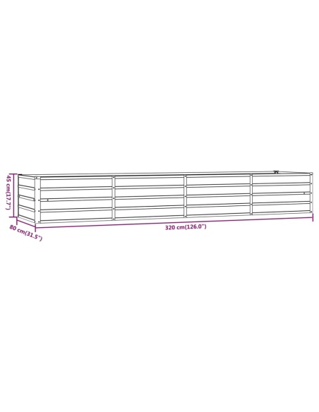 Градинска повдигната леха ръждив 320x80x45 см кортенова стомана