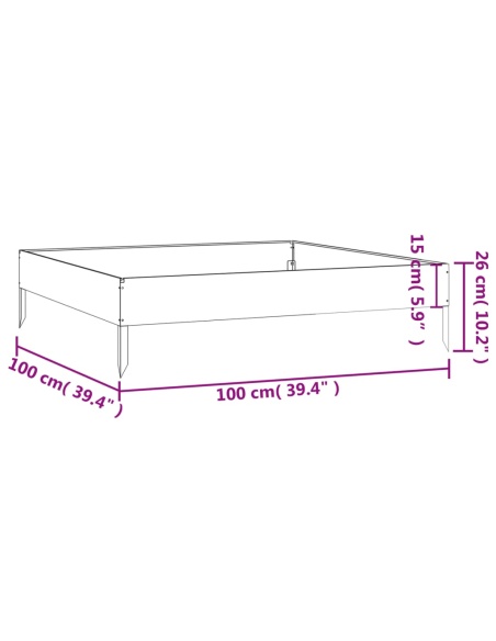 Градинска повдигната леха 100x100x26 см кортенова стомана