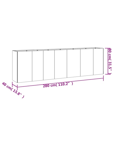 Градинска повдигната леха 280x40x80 см кортенова стомана