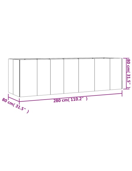 Градинска повдигната леха 280x80x80 см кортенова стомана