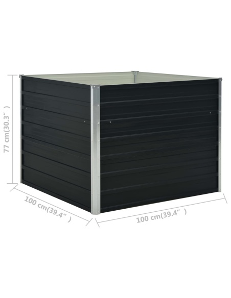 Повдигната леха, антрацит, 100x100x77 см, поцинкована стомана