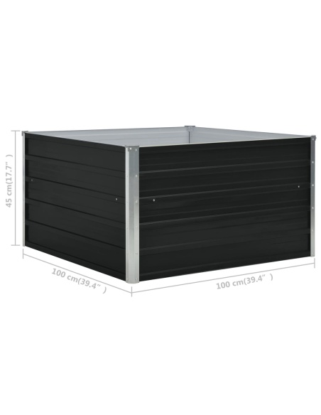 Повдигната леха, 100x100x45 см, поцинкована стомана, антрацит