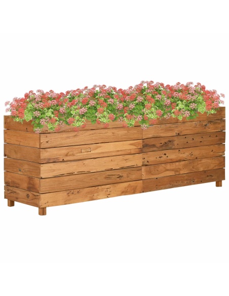 Повдигната леха 150x40x55 см рециклирано тиково дърво и стомана