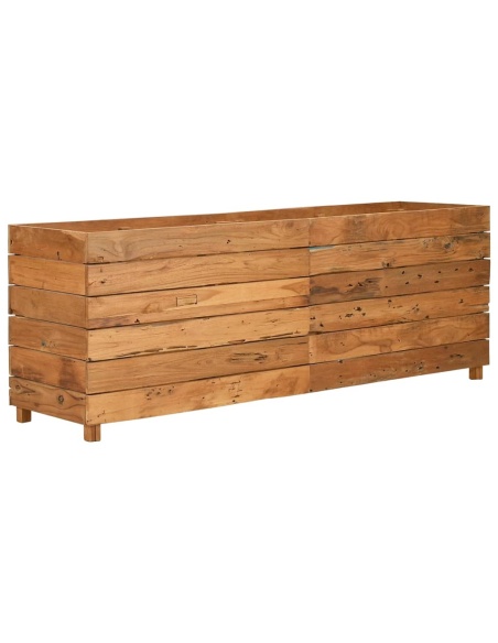 Повдигната леха 150x40x55 см рециклирано тиково дърво и стомана