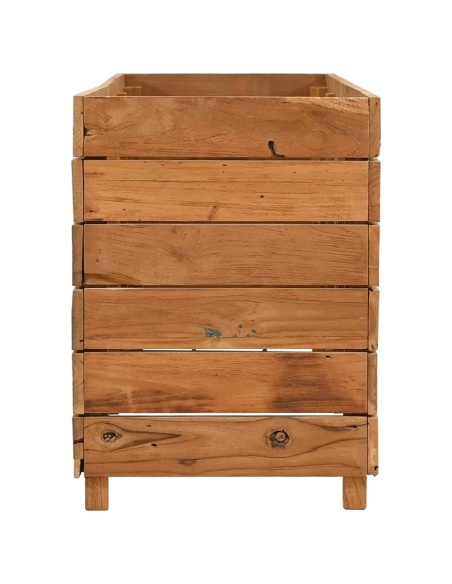 Повдигната леха 150x40x55 см рециклирано тиково дърво и стомана