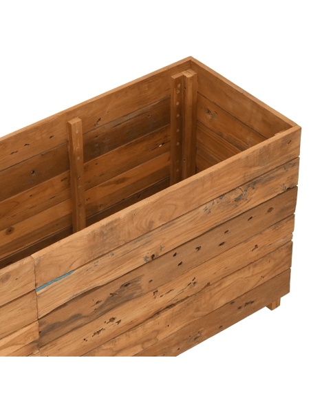 Повдигната леха 150x40x55 см рециклирано тиково дърво и стомана