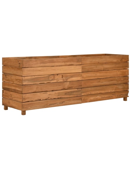 Повдигната леха 150x40x55 см рециклирано тиково дърво и стомана