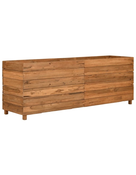 Повдигната леха 150x40x55 см рециклирано тиково дърво и стомана