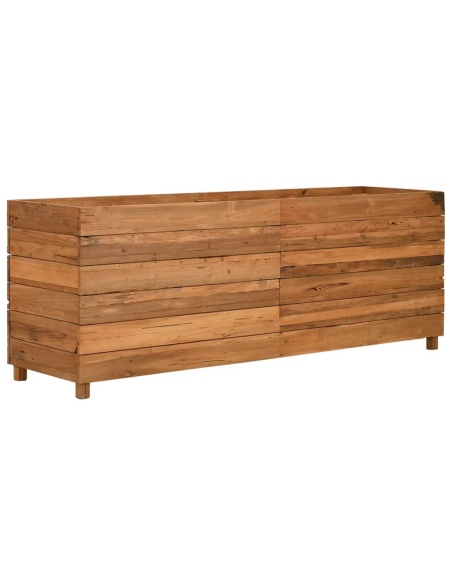 Повдигната леха 150x40x55 см рециклирано тиково дърво и стомана