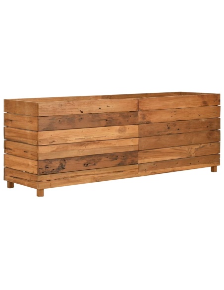 Повдигната леха 150x40x55 см рециклирано тиково дърво и стомана
