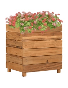 Повдигната леха 50x40x55 см рециклирано тиково дърво и стомана