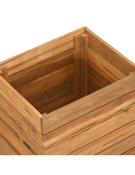 Повдигната леха 50x40x55 см рециклирано тиково дърво и стомана