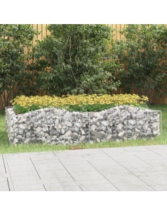 Извит габион повдигната леха 200x100x50 см поцинковано желязо