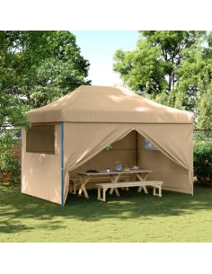 Сгъваема парти шатра pop-up с 4 странични стени бежова