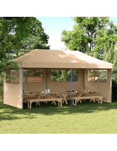 Сгъваема парти шатра pop-up с 3 странични стени бежова