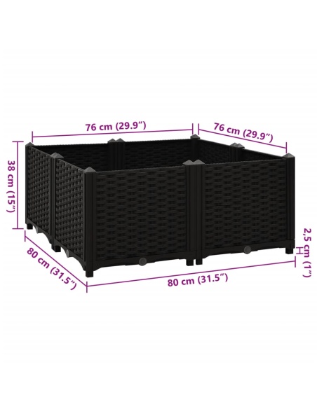 Повдигната леха, 80x80x38 см, полипропилен