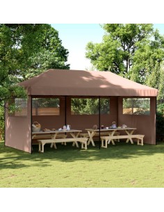 Сгъваема парти шатра pop-up с 3 странични стени кафява